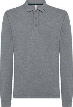 POLO DA UOMO MANICA LUNGA VINTAGE CONTRAST STICHING L/S GRIGIO MEDIO
