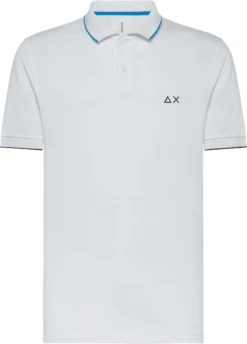 POLO A MANICA CORTA DA UOMO SUN68 SMALL STRIPE ON COLLAR EL A32110 01 BIANCA