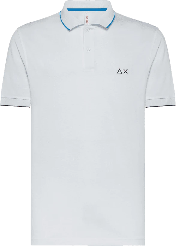 POLO A MANICA CORTA DA UOMO SUN68 SMALL STRIPE ON COLLAR EL A32110 01 BIANCA 1 POLO A MANICA CORTA DA UOMO SUN68 SMALL STRIPE ON COLLAR EL A32110 01 BIANCA