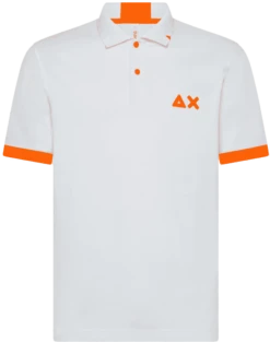 POLO A MANICA CORTA DA UOMO SUN68 LOGO FLUO EL A32120 01 BIANCA