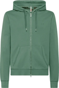 FELPA DA UOMO SUN68 ZIP COLD DYE COTT FL F32104 19 VERDE