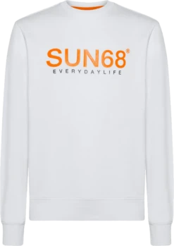 FELPA DA UOMO SUN68 ROUND FLUO COTT FL F32111 01 BIANCA