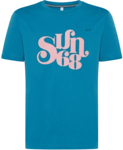 T-SHIRT A MANICA CORTA DA UOMO SUN68 TYPE LOGO T32108 56 AZZURRA