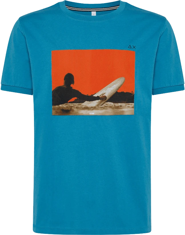 T-SHIRT A MANICA CORTA DA UOMO SUN68 PRINT FANCY ON CHEST AZZURRA T32110 56 1 T-SHIRT A MANICA CORTA DA UOMO SUN68 PRINT FANCY ON CHEST AZZURRA T32110 56