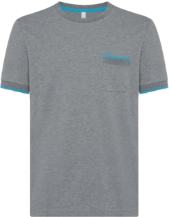 T-SHIRT A MANICA CORTA DA UOMO SUN68 SMALL STRIPES ON CUFFS T32117 34 GRIGIO