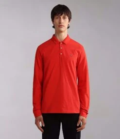 POLO A MANICA LUNGA DA UOMO NAPAPIJRI EALIS RED POPPY NP0A4GJY RR9 -Attiva Moda Negozio 0068629 polo a manica lunga da uomo napapijri ealis red poppy np0a4gjy rr9