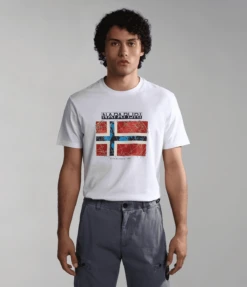 T-SHIRT A MANICA CORTA DA UOMO NAPAPIJRI S-GUIRO BRIGHTWHITE 002 NP0A4H22 002 -Attiva Moda Negozio 0074867 napapijri s guiro brightwhite 002 002